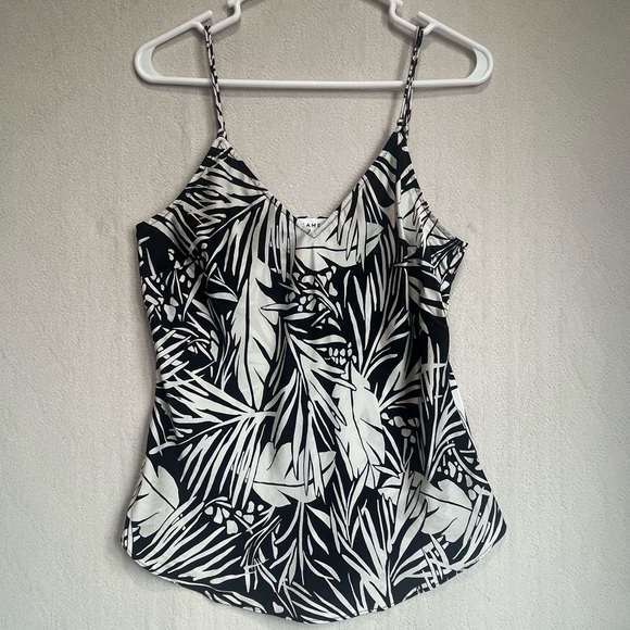 Frame Denim Tops - Frame Women's 100% Washable Silk Black Hawaiian Tropical Camisole Cami Top Sz M